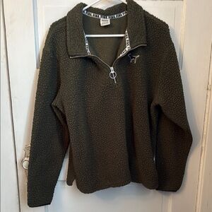 Victoria's Secret PINK Olive Green Sherpa Pullover